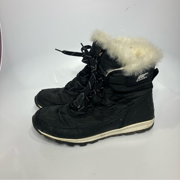 Sorel Whitney fur short lace up boots black size 7 - Picture 4 of 7